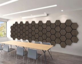 Akustický panel s drevenou dyhou - Hexagon - 79,8×66 cm