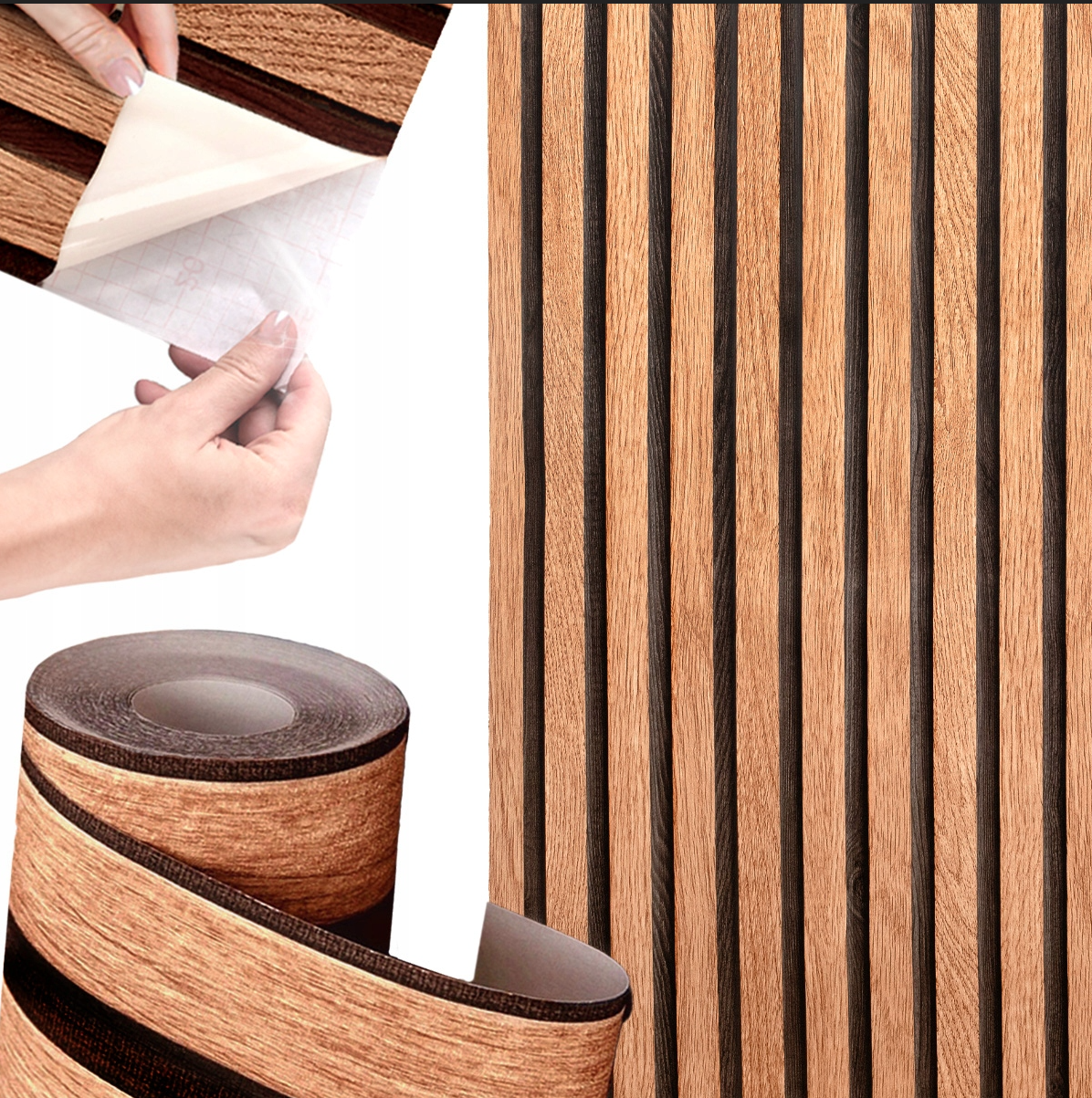 Lamelová tapeta Samolepiace stenové panely 3D Dýha Lamely Bronz Drevo 10 m