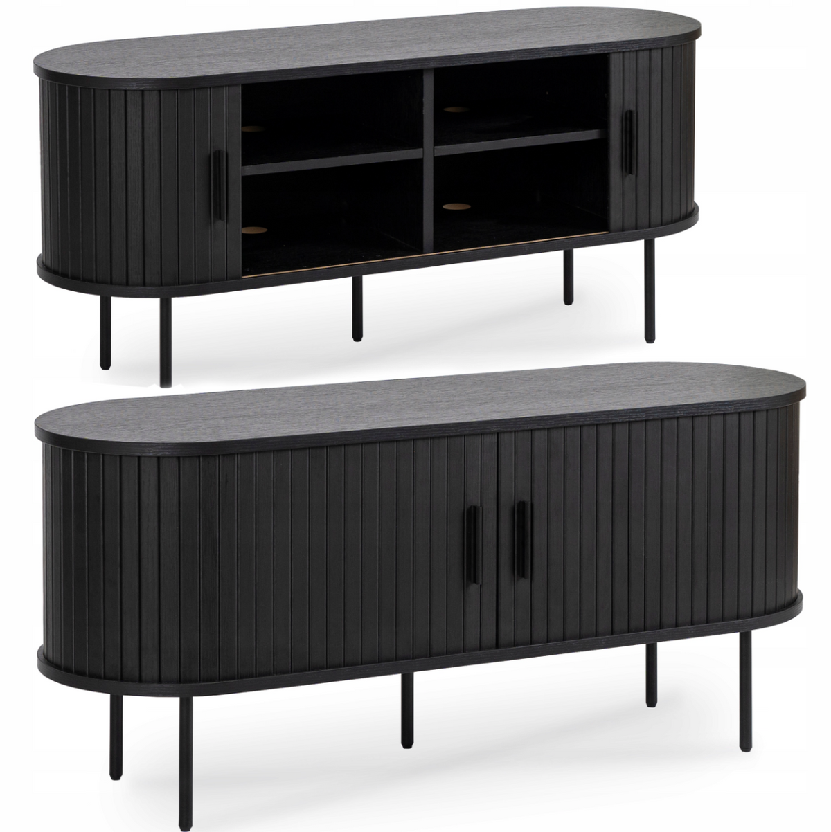 Loftový čierny TV stolík Trish 120