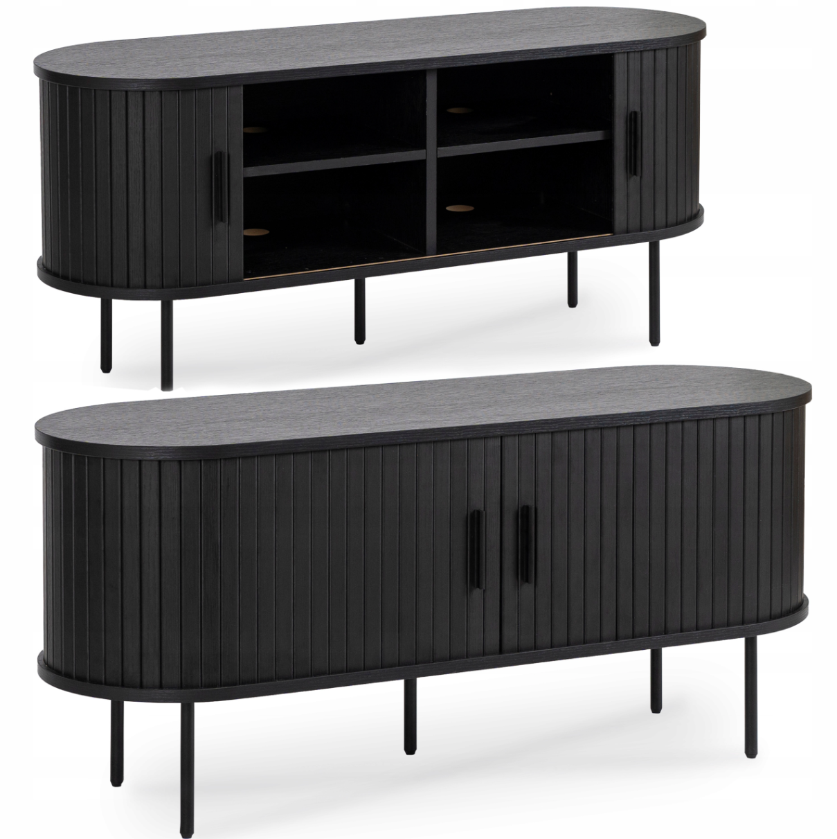 Loftový čierny TV stolík Trish 120