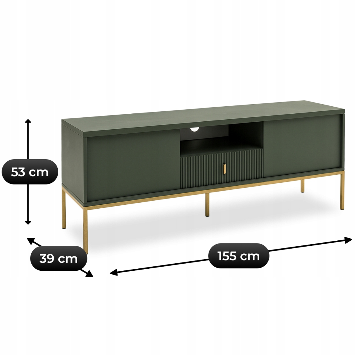 Loftový zelený TV stolík Marcos