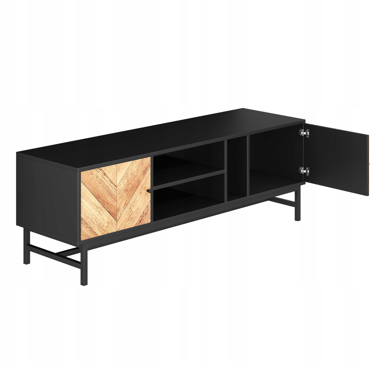 Moderný čierno-drevený TV stolík 150