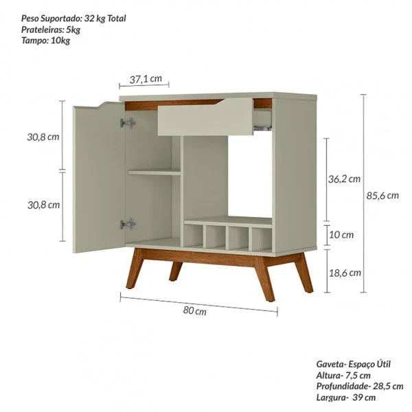 Retro príborník s vinotékou Tokio